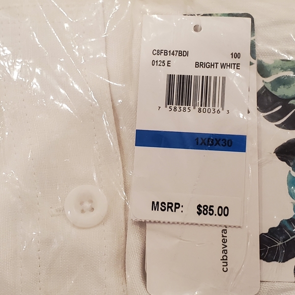 Cubavera Big and Tall White 1XB/30" Linen Pants - Picture 5 of 5